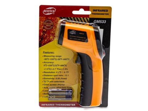 Pirometr - termometr laserowy Od-50 Do 530°C BENETECH Pomarańczowy Pirometr - termometr laserowy Od-50 Do 530°C BENETECH Pomarańczowy