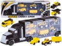 Czarna Ciężarówka, Transporter + Auta, Otwierana Laweta, Pojazdy Budowlane, Traktor, Jeep 6w1 Czarna Ciężarówka, Transporter + Auta, Otwierana Laweta, Pojazdy Budowlane, Traktor, Jeep 6w1