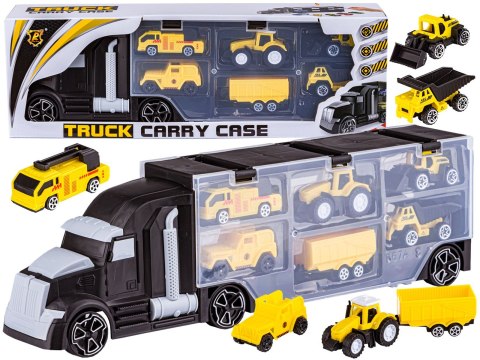 Czarna Ciężarówka, Transporter + Auta, Otwierana Laweta, Pojazdy Budowlane, Traktor, Jeep 6w1 Czarna Ciężarówka, Transporter + Auta, Otwierana Laweta, Pojazdy Budowlane, Traktor, Jeep 6w1
