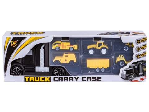 Czarna Ciężarówka, Transporter + Auta, Otwierana Laweta, Pojazdy Budowlane, Traktor, Jeep 6w1 Czarna Ciężarówka, Transporter + Auta, Otwierana Laweta, Pojazdy Budowlane, Traktor, Jeep 6w1