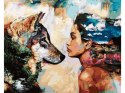 OBRAZ MALOWANIE PO NUMERACH RAMA 50x40cm SPOJRZENIE - WILK I KOBIETA OBRAZ MALOWANIE PO NUMERACH RAMA 50x40cm SPOJRZENIE - WILK I KOBIETA