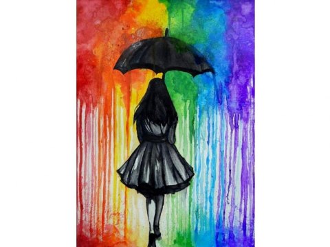 OBRAZ MALOWANIE PO NUMERACH RAMA 40x50cm POSTAĆ W KOLOROWYM DESZCZU OBRAZ MALOWANIE PO NUMERACH RAMA 40x50cm POSTAĆ W KOLOROWYM DESZCZU