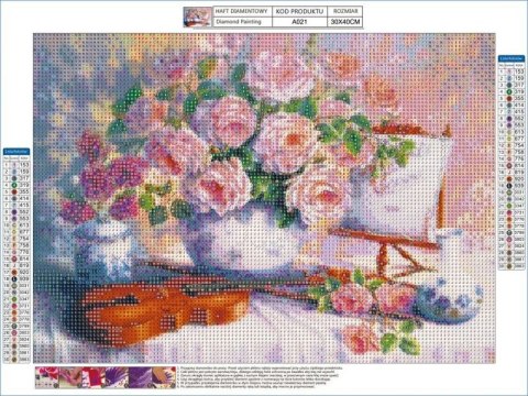 Haft Diamentowy, Obraz, Mozaika Diamentowa Diamond Painting, BUKIET KWIATÓW, SKRZYPCE 40x30cm Haft Diamentowy, Obraz, Mozaika Diamentowa Diamond Painting, BUKIET KWIATÓW, SKRZYPCE 40x30cm