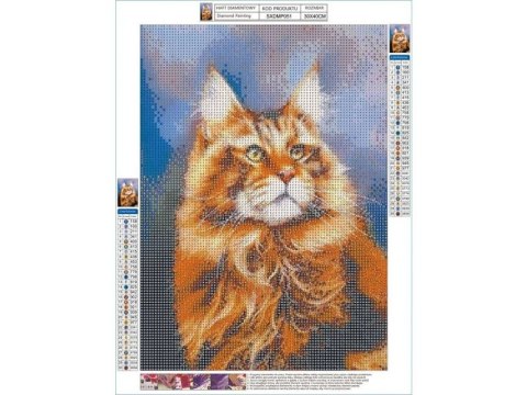 Haft Diamentowy, Obraz, Mozaika Diamentowa Diamond Painting, RUDY MAINE COON 30x40cm Haft Diamentowy, Obraz, Mozaika Diamentowa Diamond Painting, RUDY MAINE COON 30x40cm