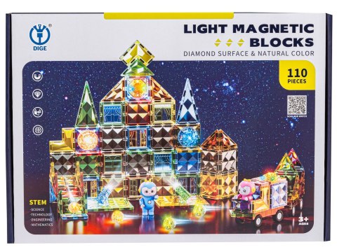 Konstrukcyjne Klocki Magnetyczne Świecące Elementy + Pojazdy 110 El. Konstrukcyjne Klocki Magnetyczne Świecące Elementy + Pojazdy 110 El.