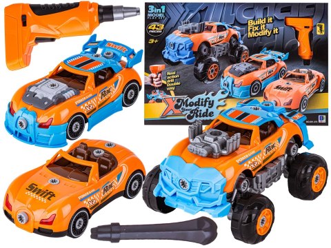 Sportowy, Terenowy Samochód do rozkręcania i skręcania 3w1 TUNING + Wkrętarka, Monster Truck Sportowy, Terenowy Samochód do rozkręcania i skręcania 3w1 TUNING + Wkrętarka, Monster Truck
