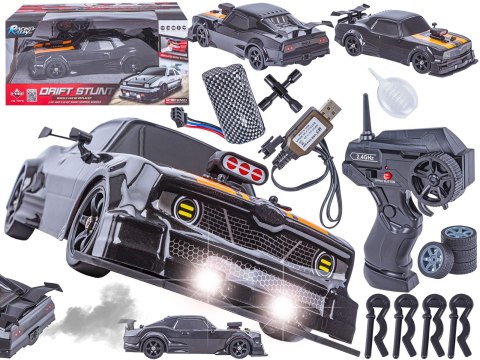 DUŻY Samochód Do Driftu Auto RC Drift 1:16 2,4 GHz PARA DYM Czarny Dodge 4WD LED DUŻY Samochód Do Driftu Auto RC Drift 1:16 2,4 GHz PARA DYM Czarny Dodge 4WD LED
