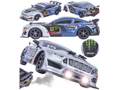 DUŻY Samochód Do Driftu Auto RC Drift 1:16 2,4 GHz PARA DYM Grafitowy Mustang 4WD LED DUŻY Samochód Do Driftu Auto RC Drift 1:16 2,4 GHz PARA DYM Grafitowy Mustang 4WD LED