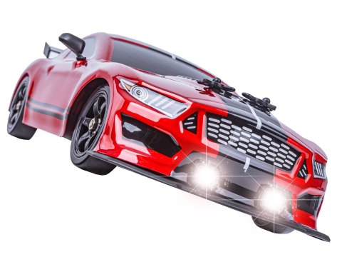 DUŻY Samochód Do Driftu Auto RC Drift 1:16 2,4 GHz PARA DYM Mustang 4WD Czerwony LED DUŻY Samochód Do Driftu Auto RC Drift 1:16 2,4 GHz PARA DYM Mustang 4WD Czerwony LED