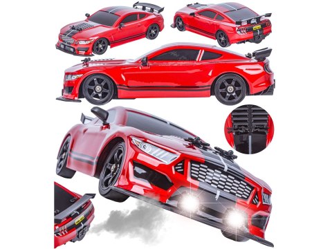 DUŻY Samochód Do Driftu Auto RC Drift 1:16 2,4 GHz PARA DYM Mustang 4WD Czerwony LED DUŻY Samochód Do Driftu Auto RC Drift 1:16 2,4 GHz PARA DYM Mustang 4WD Czerwony LED