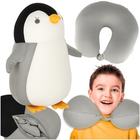 Poduszka podróżna 2w1 rogal pod kark do samochodu samolotu maskotka pingwin Poduszka podróżna 2w1 rogal pod kark do samochodu samolotu maskotka pingwin