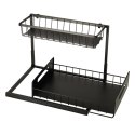 Organizer szafka półka kuchenna kosz pod zlew umywalkę wysuwana półka pojemnik 2-poziomowy metal Organizer szafka półka kuchenna kosz pod zlew umywalkę wysuwana półka pojemnik 2-poziomowy metal