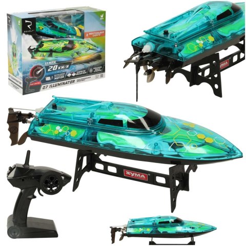 Motorówka zdalnie sterowana RC REVOLT Q7 Illuminator Szybka Łódź 20km/h Zasięg 150m 2.4GHz Silnik Chłodzony Wodą LED Auto-Reset Motorówka zdalnie sterowana RC REVOLT Q7 Illuminator Szybka Łódź 20km/h Zasięg 150m 2.4GHz Silnik Chłodzony Wodą LED Auto-Reset