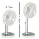 Wentylator biurkowy wiatrak przenośny bezprzewodowy USB z akumulatorem regulowany 4 poziomy mocy LED 38cm biały Wentylator biurkowy wiatrak przenośny bezprzewodowy USB z akumulatorem regulowany 4 poziomy mocy LED 38cm biały