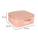 Kosmetyczka organizer na kosmetyki biżuterię kuferek z lusterkiem 10-krotne powiększenie różowy Kosmetyczka organizer na kosmetyki biżuterię kuferek z lusterkiem 10-krotne powiększenie różowy