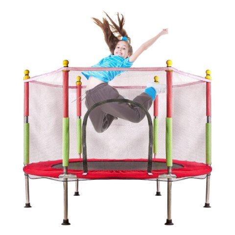 Trampolina do domu ogrodu dla dzieci siatka 140cm 55inch czerwona Trampolina do domu ogrodu dla dzieci siatka 140cm 55inch czerwona
