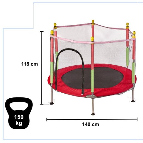 Trampolina do domu ogrodu dla dzieci siatka 140cm 55inch czerwona Trampolina do domu ogrodu dla dzieci siatka 140cm 55inch czerwona
