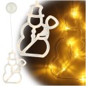 Lampki LED wisząca dekoracja świąteczna okna bałwanek 49cm przyssawka 10 LED Lampki LED wisząca dekoracja świąteczna okna bałwanek 49cm przyssawka 10 LED