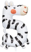 Balon foliowy urodzinowy cyfra "5" - Zebra 42x81 cm Balon foliowy urodzinowy cyfra "5" - Zebra 42x81 cm