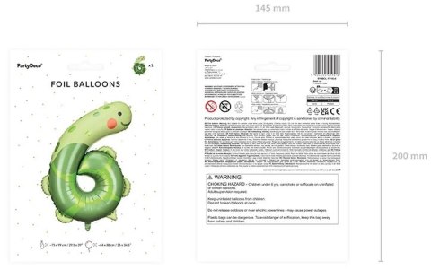 Balon foliowy urodzinowy cyfra "6" - Żółw 57x86 cm Balon foliowy urodzinowy cyfra "6" - Żółw 57x86 cm