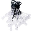 Lampki solarne ogrodowe łezki 6,5m 30LED zimny biały Lampki solarne ogrodowe łezki 6,5m 30LED zimny biały