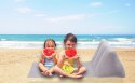 Mata plażowa z dmuchanym oparciem leżak na plażę do domu ogrodu z poduszką uniwersalny szary Mata plażowa z dmuchanym oparciem leżak na plażę do domu ogrodu z poduszką uniwersalny szary