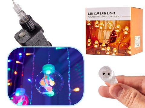 Lampki LED kurtyna kule wiszące świąteczne choinkowe 3m 108LED multikolor ze złączem 8 trybów świecenia Lampki LED kurtyna kule wiszące świąteczne choinkowe 3m 108LED multikolor ze złączem 8 trybów świecenia