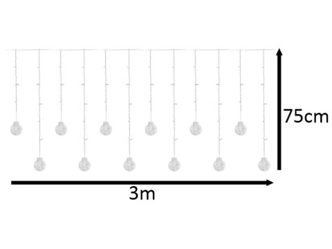 Lampki LED kurtyna kule wiszące świąteczne choinkowe 3m 108LED multikolor ze złączem 8 trybów świecenia Lampki LED kurtyna kule wiszące świąteczne choinkowe 3m 108LED multikolor ze złączem 8 trybów świecenia