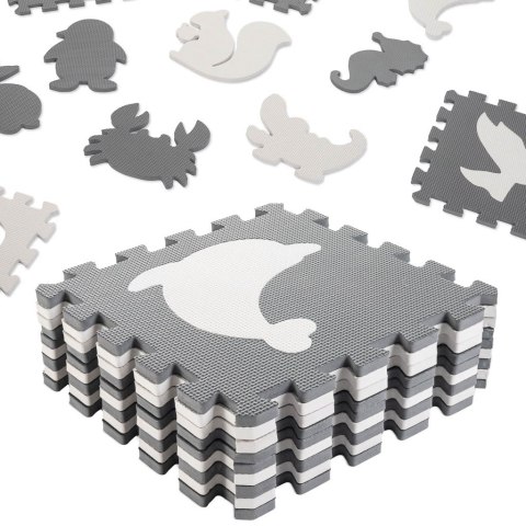 Mata edukacyjna dla dzieci piankowa puzzle szara 85 x 85 cm 9 elementów Mata edukacyjna dla dzieci piankowa puzzle szara 85 x 85 cm 9 elementów