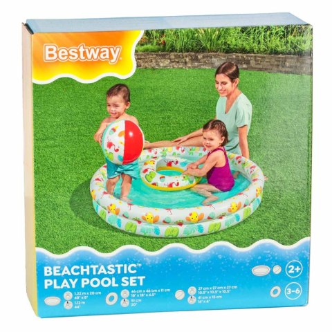 Basen dmuchany ogrodowy 3w1 dla dzieci kółko piłka BESTWAY 51124 122cm Basen dmuchany ogrodowy 3w1 dla dzieci kółko piłka BESTWAY 51124 122cm