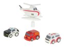 Tor przeszkód interaktywny samochodowy wyścigi parking 4 pojazdy auto radiowóz ambulans helikopter 32x32cm XXL