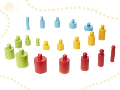 Odważniki cylindry drewniane gra układanka montessori kolorowe Odważniki cylindry drewniane gra układanka montessori kolorowe