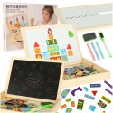 Tablica magnetyczna kredowa wielofunkcyjna miasto + kredka marker gąbka Tablica magnetyczna kredowa wielofunkcyjna miasto + kredka marker gąbka