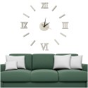 Zegar Ścienny naklejany DIY 3D regulowany rzymski srebrny 130cm Zegar Ścienny naklejany DIY 3D regulowany rzymski srebrny 130cm