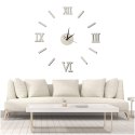 Zegar Ścienny naklejany DIY 3D regulowany rzymski srebrny 130cm Zegar Ścienny naklejany DIY 3D regulowany rzymski srebrny 130cm