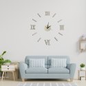 Zegar Ścienny naklejany DIY 3D regulowany rzymski srebrny 130cm Zegar Ścienny naklejany DIY 3D regulowany rzymski srebrny 130cm