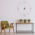 Zegar Ścienny naklejany DIY 3D regulowany rzymski srebrny 130cm Zegar Ścienny naklejany DIY 3D regulowany rzymski srebrny 130cm