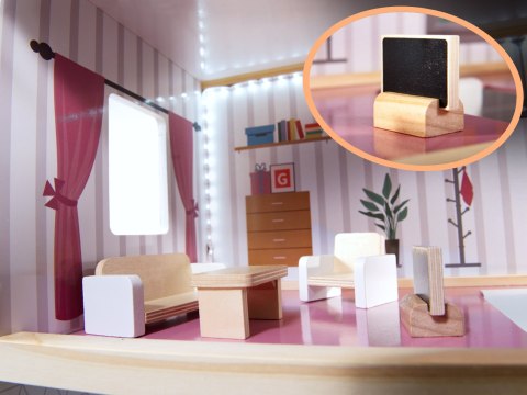 Domek dla lalek drewniany MDF mebelki 78cm czarny LED Domek dla lalek drewniany MDF mebelki 78cm czarny LED