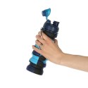 Butelka na wodę bidon silikonowy składany z uchwytem sportowy 500ml niebieski Butelka na wodę bidon silikonowy składany z uchwytem sportowy 500ml niebieski