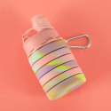 Butelka na wodę bidon silikonowy składany z uchwytem sportowy 500ml tęczowy Butelka na wodę bidon silikonowy składany z uchwytem sportowy 500ml tęczowy
