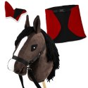 Zestaw Skippi - Hobby Horse Gniady - Derka i nauszniki - czerwona i czarna Zestaw Skippi - Hobby Horse Gniady - Derka i nauszniki - czerwona i czarna