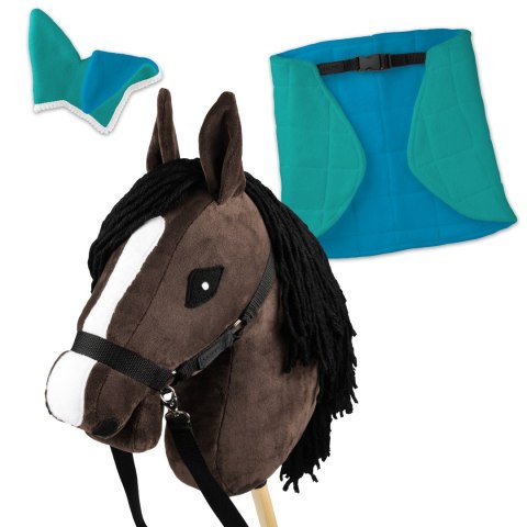Zestaw Skippi - Hobby Horse Gniady - Derka i nauszniki - mięta i niebieski Zestaw Skippi - Hobby Horse Gniady - Derka i nauszniki - mięta i niebieski