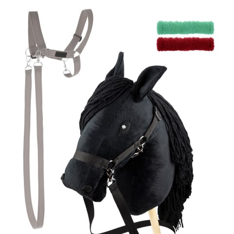 Zestaw Skippi - Hobby Horse czarny i dodatkowy kantar - szary Zestaw Skippi - Hobby Horse czarny i dodatkowy kantar - szary